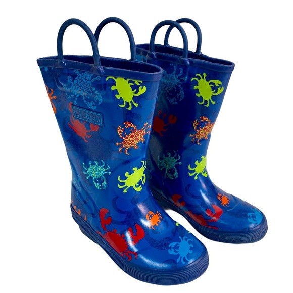 L.L. Bean Other - L.L. BEAN Crabs Rainbow Kids Rain Runner Boots -10